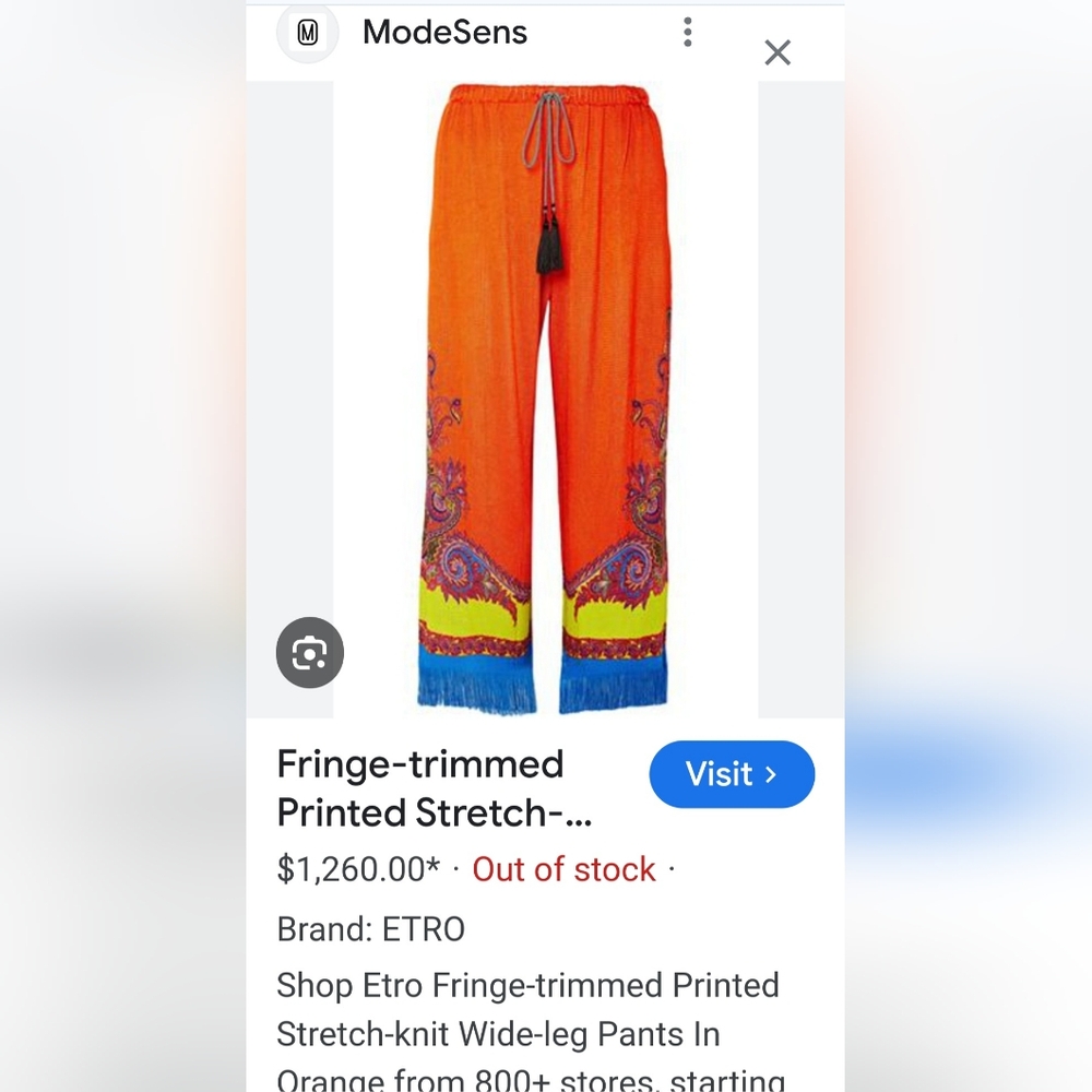 Etro Vibrant Orange and Blue Wide Leg Pants - Picture 12 of 13